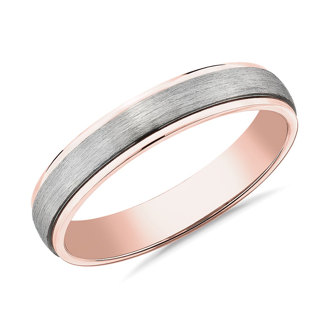 14K White Gold 4mm Flat with Step Edge Band Ring