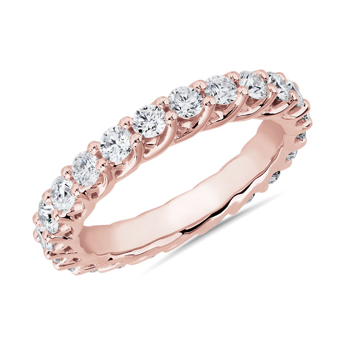 Alianza de eternidad de diamantes con diseño Tessere en oro rosado de 14 k (1,34 qt. total)