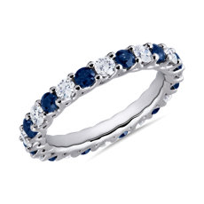 NEW Tessere Alternating Sapphire and Diamond Eternity Ring in 14k White Gold (2.5mm)
