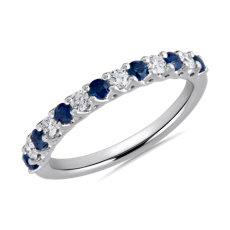 NEW Tessere Sapphire and Bague d’anniversaire de mariage diamant in or blanc 14 carats (2,1 mm)