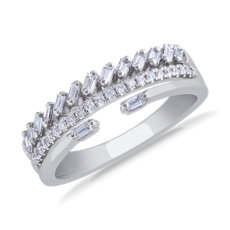 NEW Three Row Baguette Diamond Stacking Ring in 14k White Gold (0.31 ct. tw.)