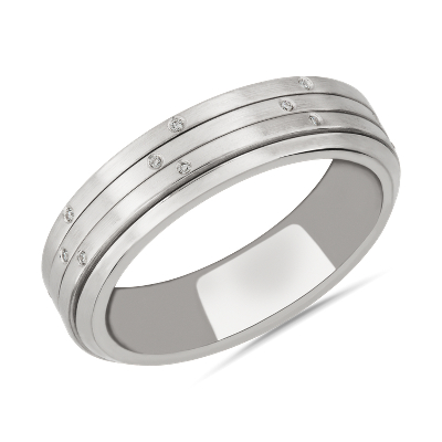 Triple Row Spinning Wedding Ring in 18k White Gold (6 mm, 1/4 ct. tw