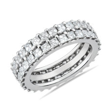 Two Row Asscher Comfort Fit Diamond Eternity Ring in Platinum (2.45 ct. tw.)