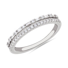 NEW Two Row Baguette and Pavé Diamond Band in 14k White Gold (1/4 ct. tw.)