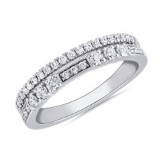 NEW Two Row Diamond Stacking Ring in 14k White Gold (1/3 ct. tw.)