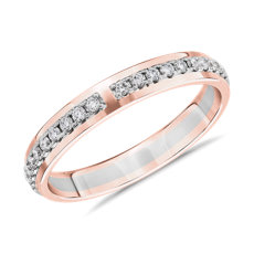 Two-Tone Open Center Diamond Female Ring in 18k White & Rose Gold