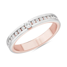双色密钉钻石内嵌女士结婚戒指，18k 白金及玫瑰金 （1/5 克拉总重量）