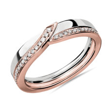 NEW Two-Tone Peaked Diamond Female Ring in 18k White Gold & 18k Rose Gold