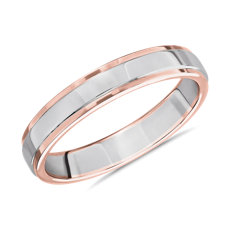 Two-Tone Polished Male Ring in 14k White & Rose Gold