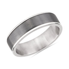 Two-Tone Tantalum Inlay Wedding Ring in 14k White Gold (6.5mm)