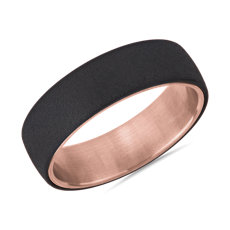 Two-Tone Stone Finish Wedding Band in Tantalum and 14k Rose Gold (6.5mm)