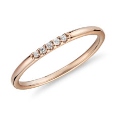 Ultra Mini Diamond Pave Stackable Fashion Ring in 14k Rose Gold