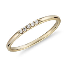 Ultra Mini Diamond Pavé Stackable Fashion Ring in 14k Yellow Gold