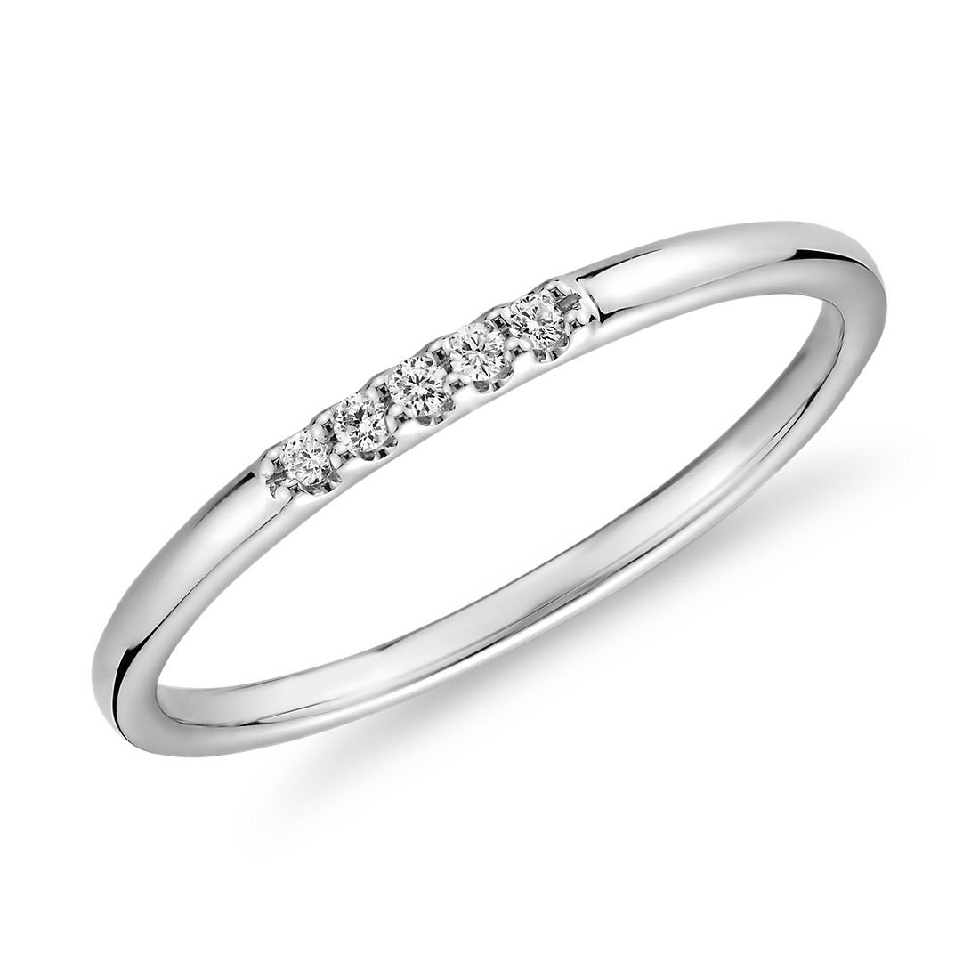 Ultra Mini Diamond Pavé Stackable Fashion Ring in 14k White Gold