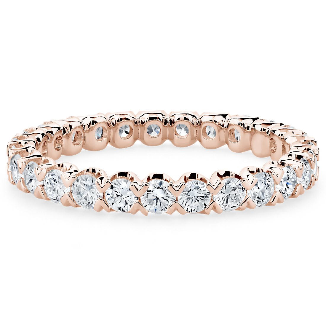 V-Claw Pavé Diamond Eternity Ring in 14k Rose Gold (1 ct. tw.)