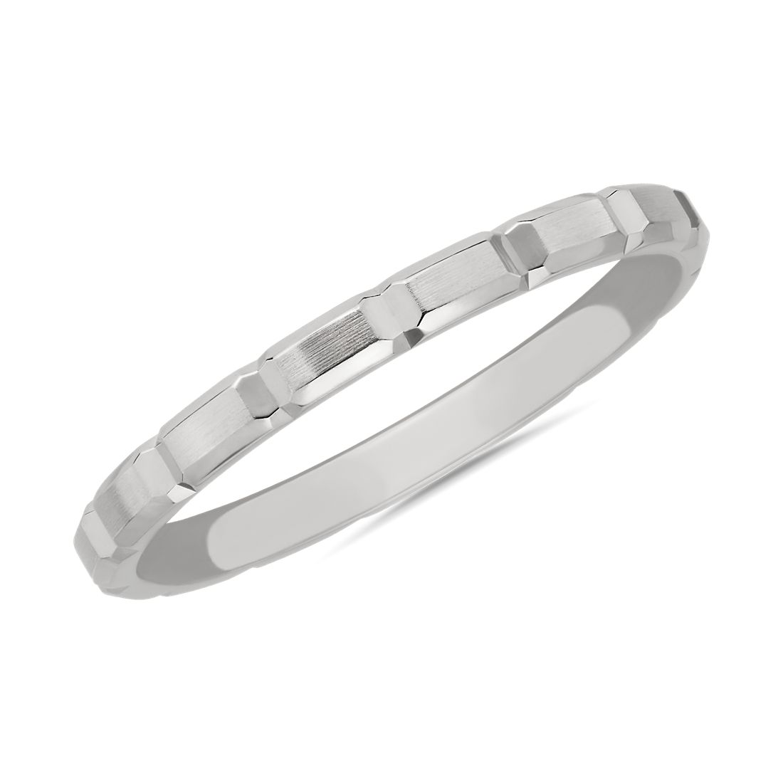 Vertical Bevel Stackable Stackable Ring in 14k White Gold (2 mm)