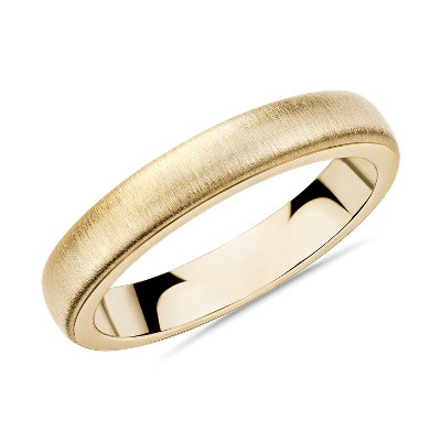 Vertical Brushed Classic Wedding Band in 14k Yellow Gold (3.5mm) Blue