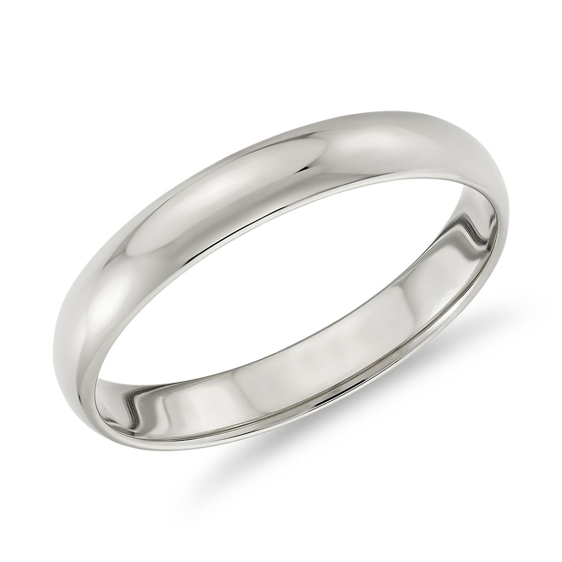 ZenJewels Plain Comfort Fit Wedding Band Solid 14k White Gold Ring Polished Finish 3 mm