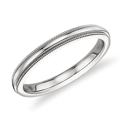 Milgrained Comfort Fit Wedding Ring in Platinum (2.5mm)