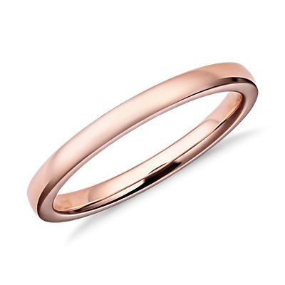 Low Dome Comfort Fit Wedding Ring in 14k Rose Gold (2mm)