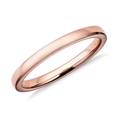 14k 玫瑰金低拱内圈圆弧形设计结婚戒指（2 毫米）