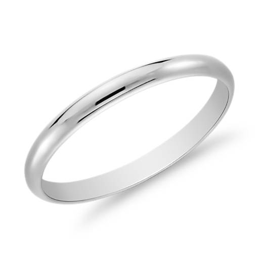 14k White Gold 2mm Wedding Ring Band Classic Domed Fine Jewelry For Women Gifts For Her