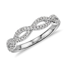 Infinity Twist Micropavé Diamond Wedding Ring in 14k White Gold (0.21 ct. tw.)