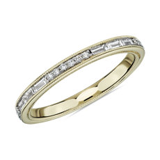 14k 黃金ZAC ZAC POSEN 長方形與圓形鑽石鋸狀滾邊永恆結婚戒指（1/2 克拉總重量）