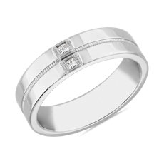 ZAC ZAC POSEN Double Princess Cut Milgrain Diamond Ring in Platinum (6 mm, 1/10 ct. tw.)