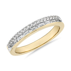 14k 黃金ZAC ZAC POSEN 雙排長方形和密釘鑽石結婚戒指（3/8 克拉總重量）