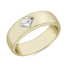 14k 黃金ZAC ZAC POSEN 羅盤式鑲嵌法公主方形單鑽戒指 (5.5 毫米、1/4 克拉總重量) 