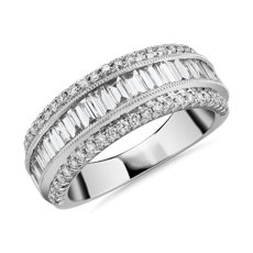 ZAC ZAC POSEN Luxe Triple Row Baguette & Pavé Diamond Wedding Ring in 14k White Gold (7 mm, 1 1/2 ct. tw.)