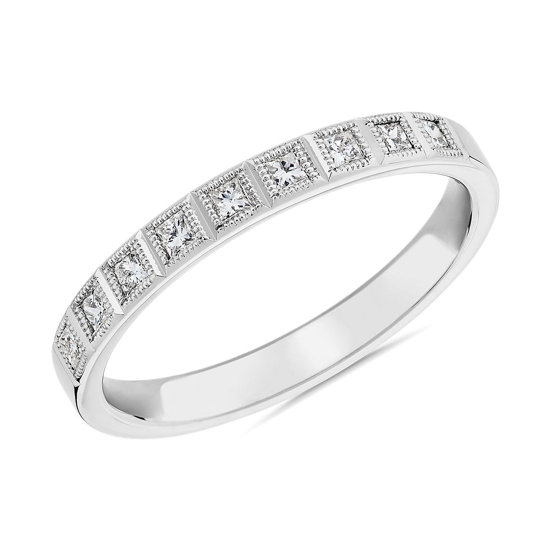 ZAC ZAC POSEN Princess Cut Modern Milgrain Diamond Ring in 14k White Gold (2.5 mm, 1/5 ct. tw.)