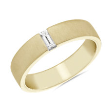 14k 黃金ZAC ZAC POSEN 髮絲紋長方形鑽石戒指（1/6 克拉總重量）