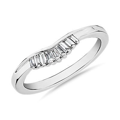ZAC ZAC POSEN Petite Baguette Diamond Tiara Curved Wedding Ring in 14k White Gold (2 mm, 1/8 ct. tw.)
