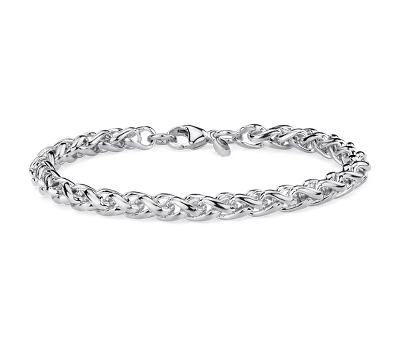 High Quality Round Shape Stainless Steel Double Wheat Chain Bracelet For Mens