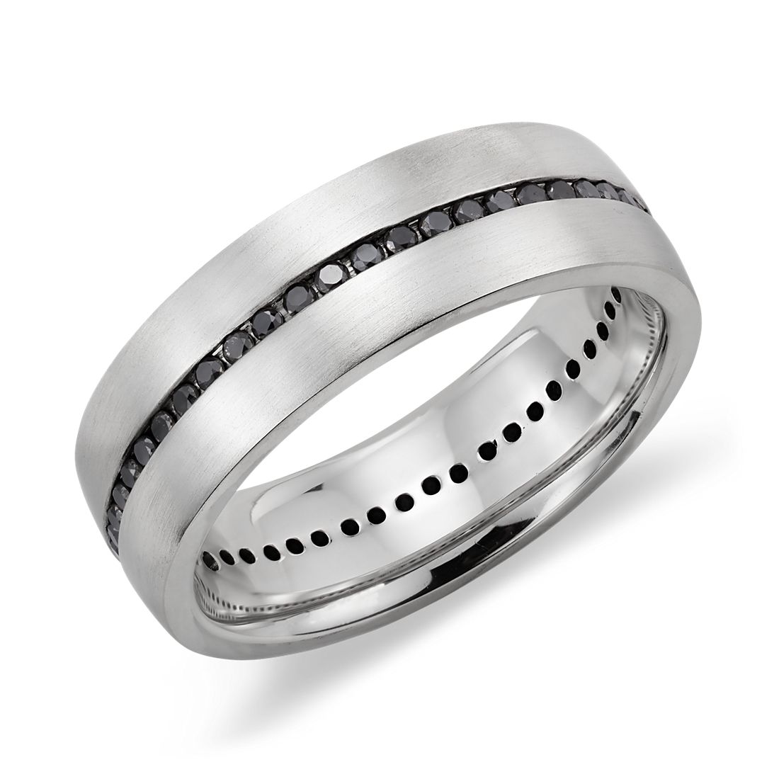 Channel Set Black Diamond Men's Wedding Ring in Sterling