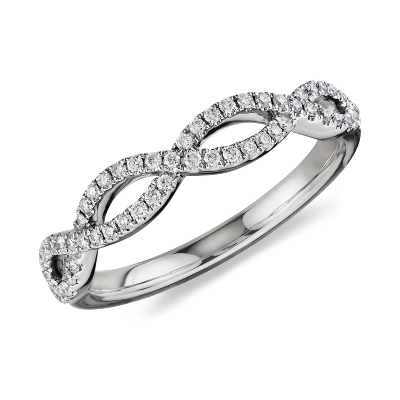Infinity Twist Micropavé Diamond Wedding Ring in 14k White