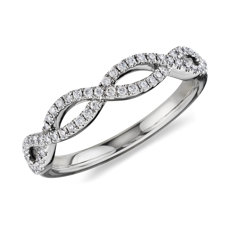 Infinity Twist Micropavé Diamond Wedding Ring in 14k White Gold