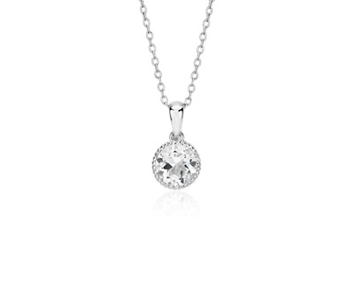 White Topaz Rope Pendant in Sterling Silver (7mm) White Topaz Rope Pendant in Sterling Silver (7mm)