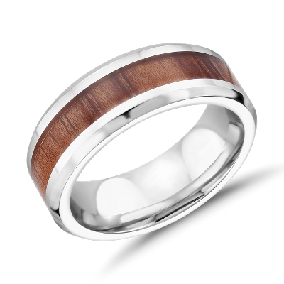 Wood Inlay Wedding Band in Cobalt (8mm) Blue Nile