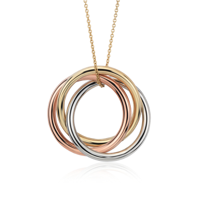 Infinity Rings Pendant in 14k Tri-Color Gold | Blue Nile
