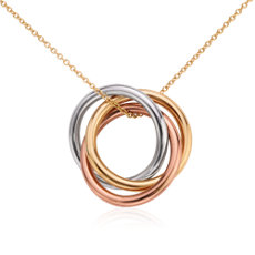 Infinity Rings Pendant in 14k Tri-Colour Gold