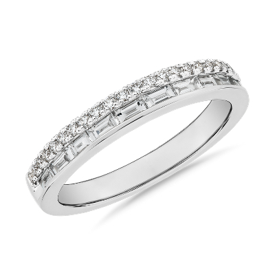 Zac Zac Posen Double Row Baguette Pave Diamond Wedding Ring In