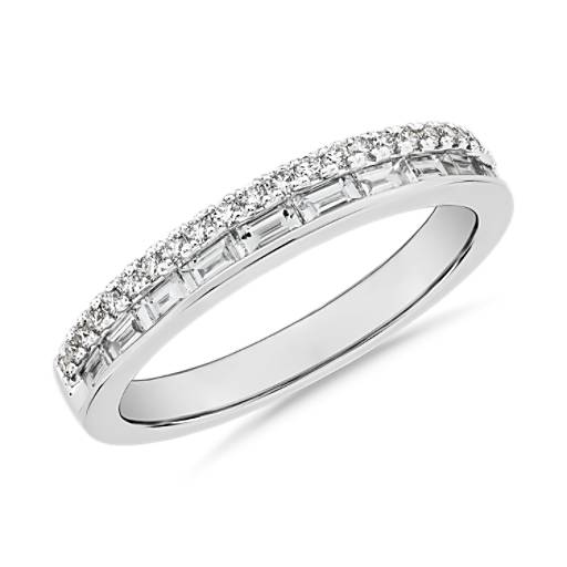 ZAC Zac Posen Double Row Baguette & Pavé Diamond Wedding Ring in 14k ...