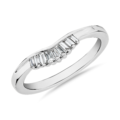 Zac Zac Posen Petite Baguette Diamond Tiara Curved Wedding Ring In