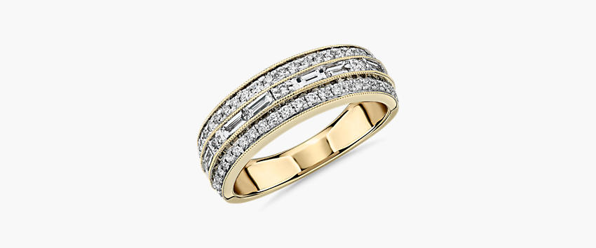 Blue Nile Top Wedding Ring French Pave Diamond Eternity Ring in Platinum with 1 carat total weight