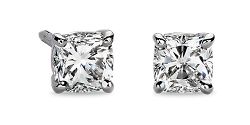 Cushion-Cut Diamond Stud Earrings in 14k White Gold
