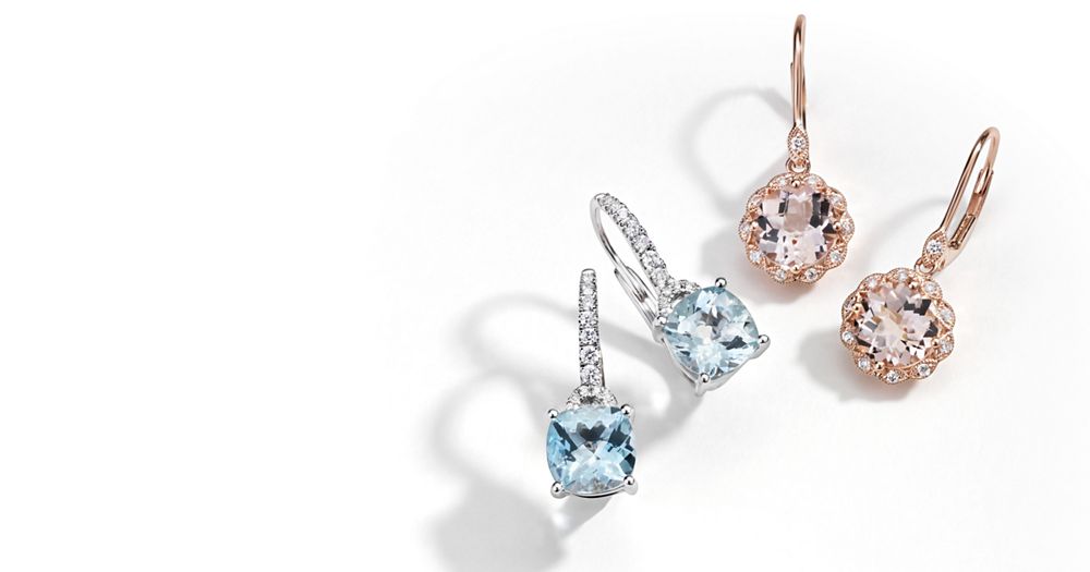 Aquamarine and morganite diamond jewellery