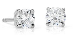 Puces d’oreille diamant canadien en or blanc 18 carats